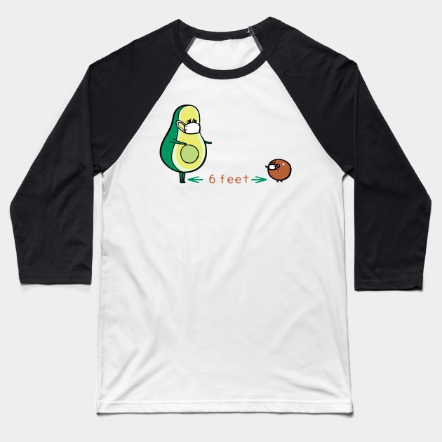 Social Distancing Avocado Baseball T-Shirt by huebucket